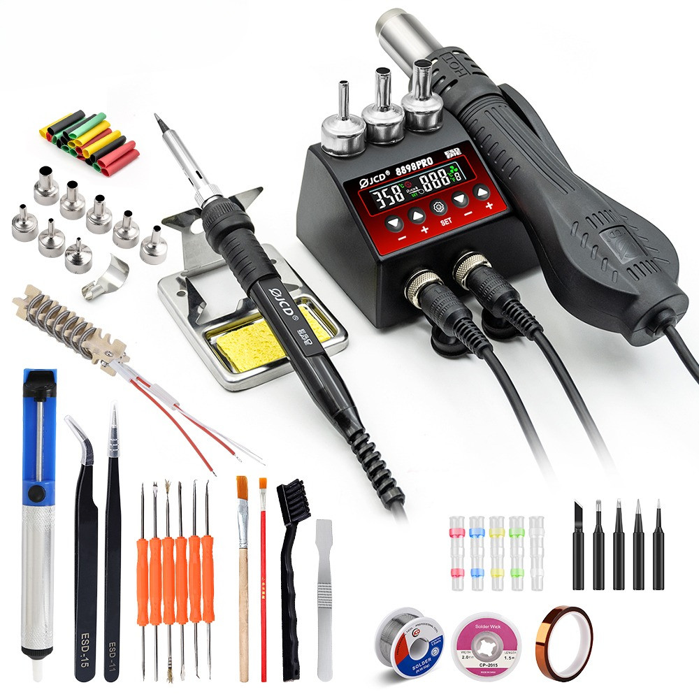 JCD 8898Pro Soldering Station 2 in 1 Hot Air Gun Solder Iron LCD Digital Display For Cell-Phone SMD 