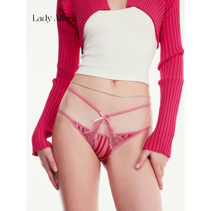 LadyAllure Celana Dalam Renda Macan Tutul Nyaman Berongga Seksi Baru Untuk Wanita