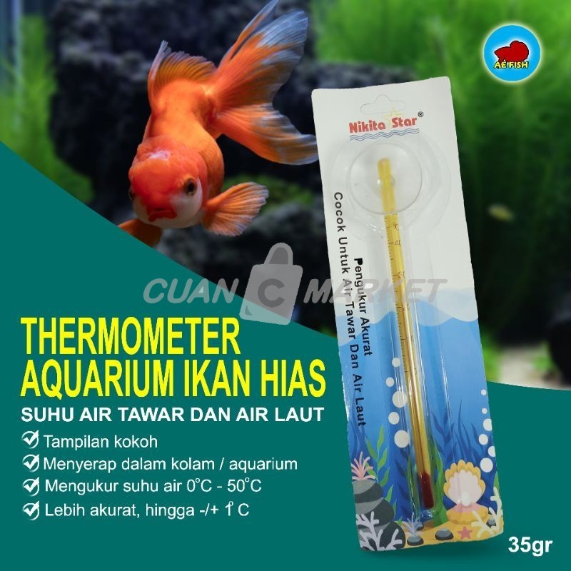 Termometer pengukur suhu air aquarium ikan hias thermometer suhu kolam