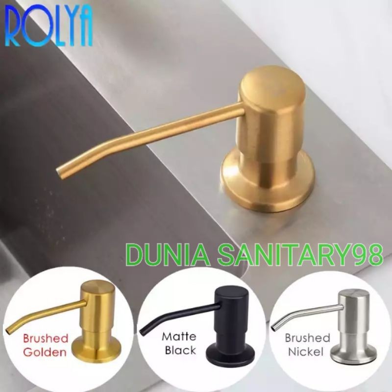 Soap Dispenser Wastafel Kitchen Sink Tempat Sabun Bak Cuci Piring Kepala Stainless Gold Black Hitam