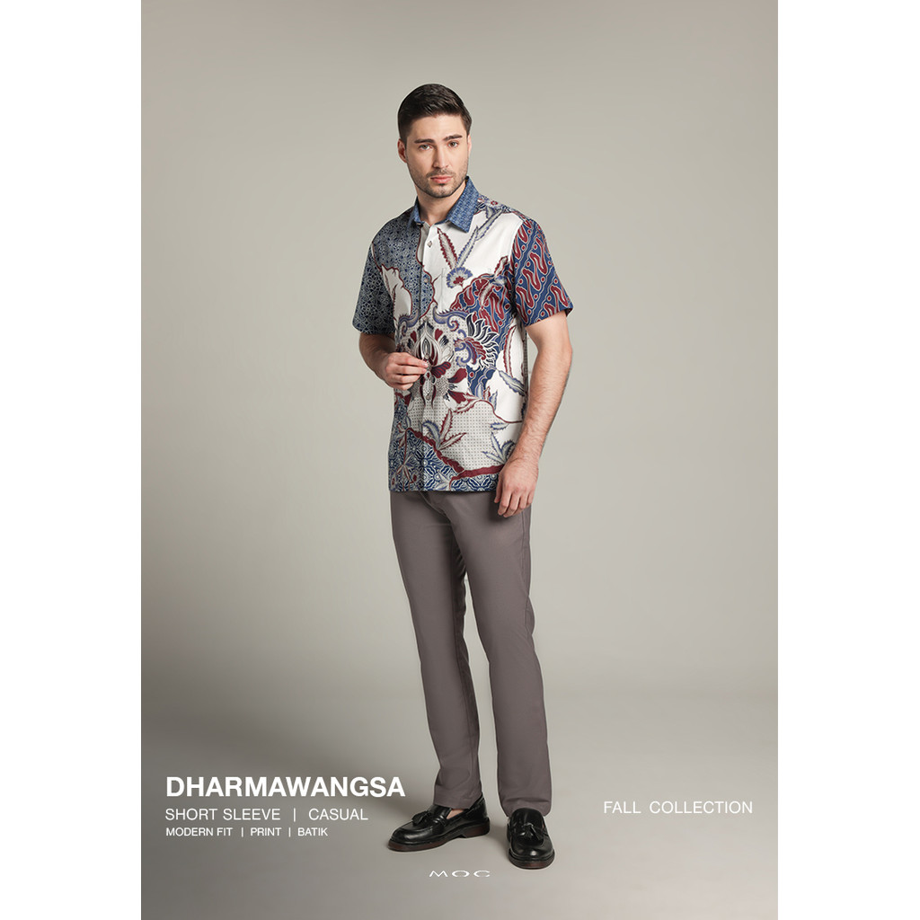 MOC - Kemeja Batik Pria Lengan Pendek Dharmawangsa - Beige