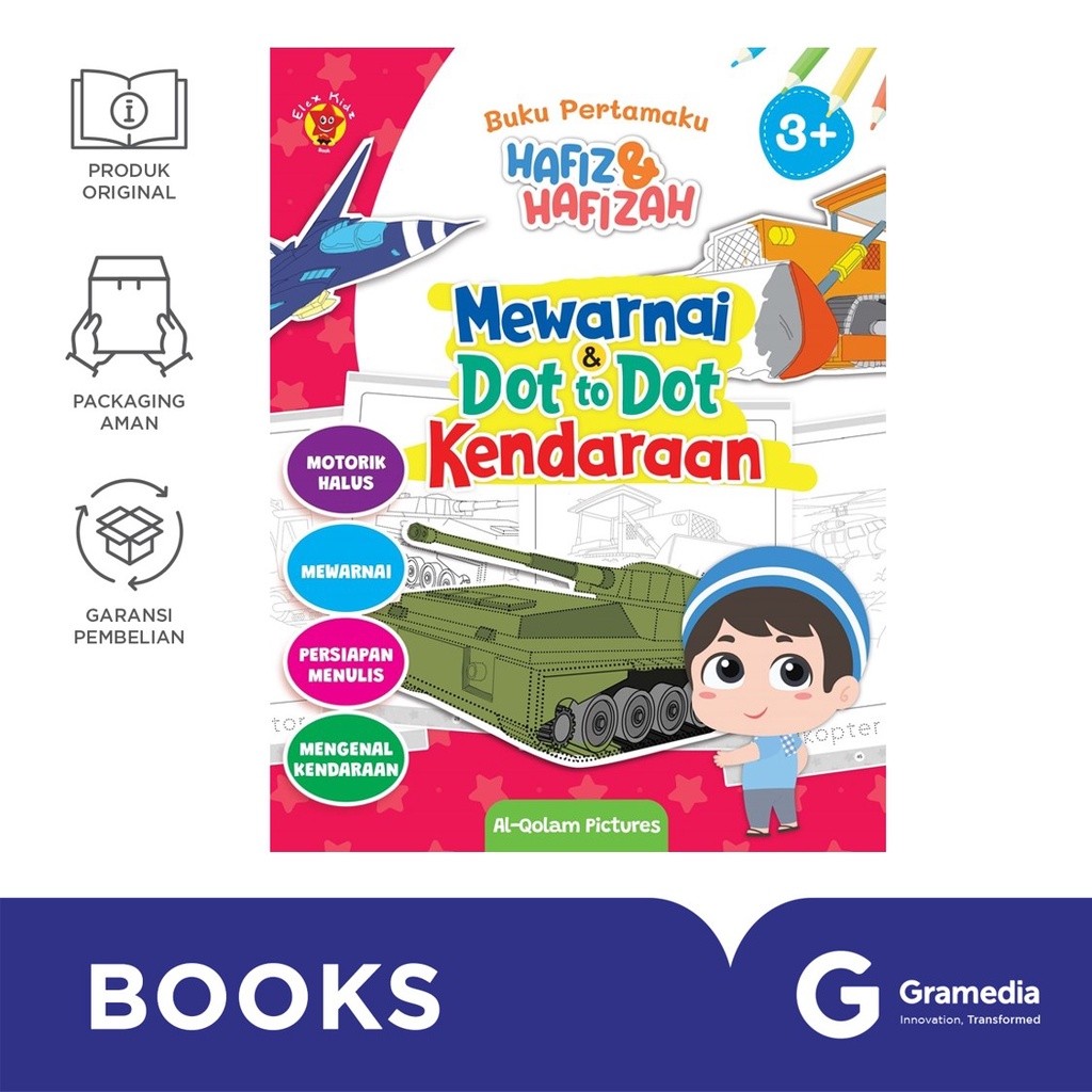 Gramedia Surabaya - Buku Pertamaku Hafiz dan Hafizah Mewarnai dan Dot To Dot Kendaraan
