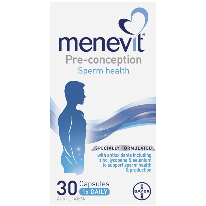 (TERLARIS) Menevit Pre-Conception Sperm Health Capsules 30 Pack or BM Conceive Well Men 28 Tablets