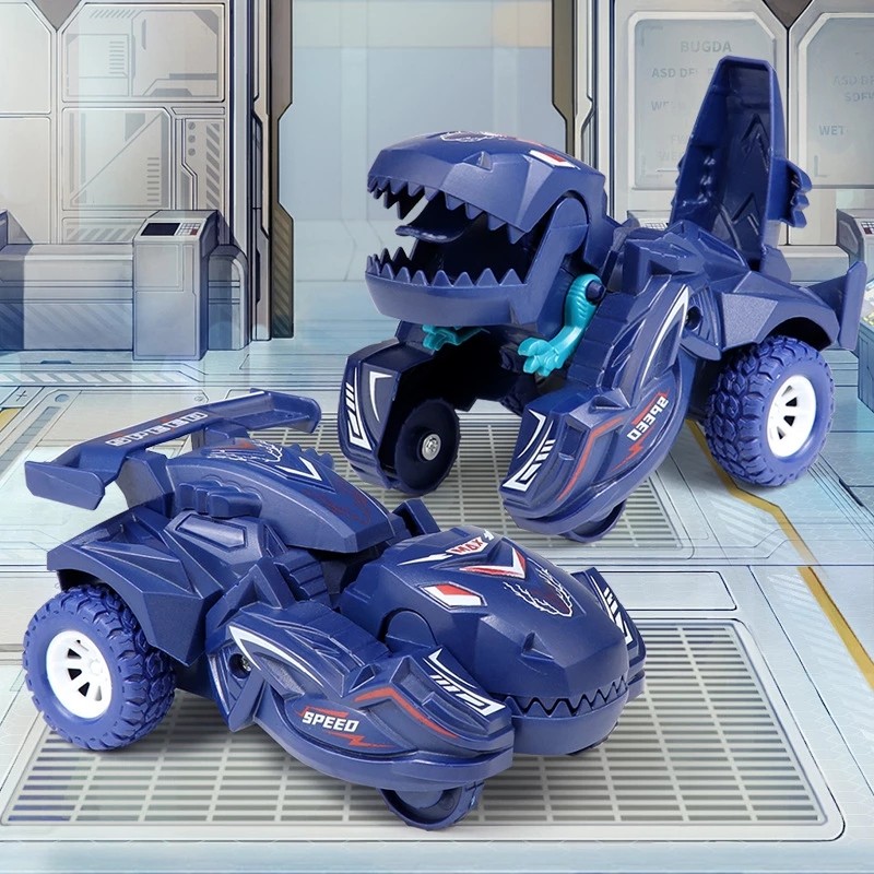 2 IN 1 Dinosaur Deformation Car Model Toy For Boys One Step Action Collision Transformation Mini Veh