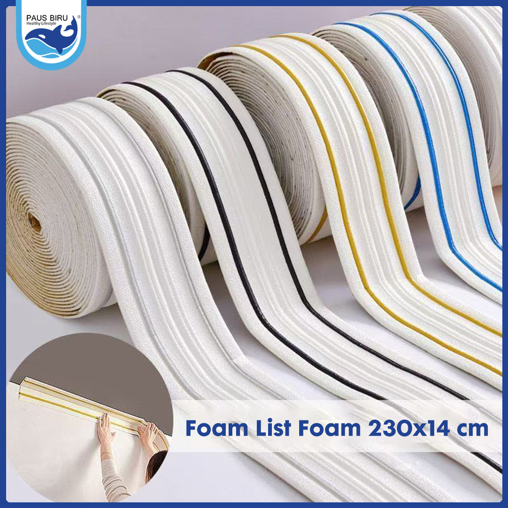 Paus Biru - List Foam 230x14 Cm Wallpaper Foam 3D List Dinding Wall Border Untuk Sudut Dinding Tingg