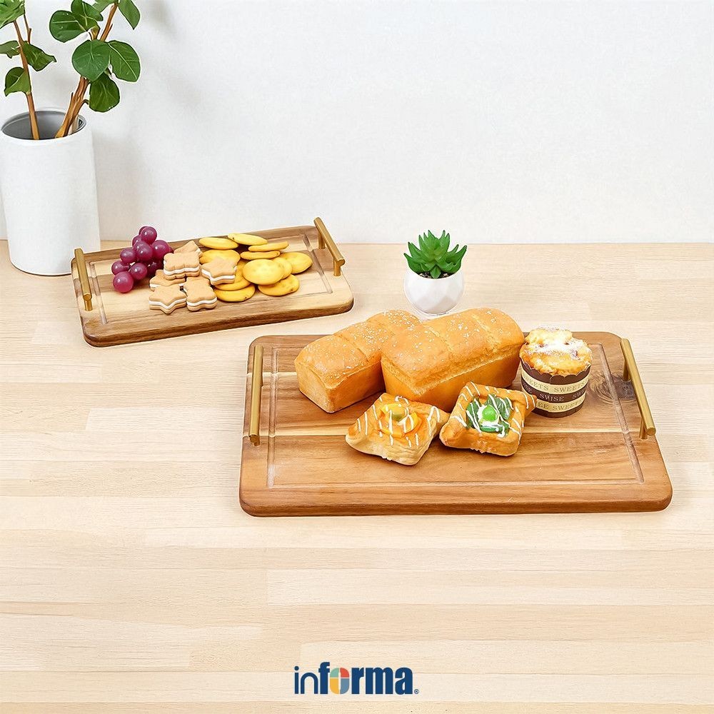 Informa Cooking Color Set 2 Pcs Sayo Nampan Saji Rectangular Serving Tray Baki Makanan Minuman Nampa