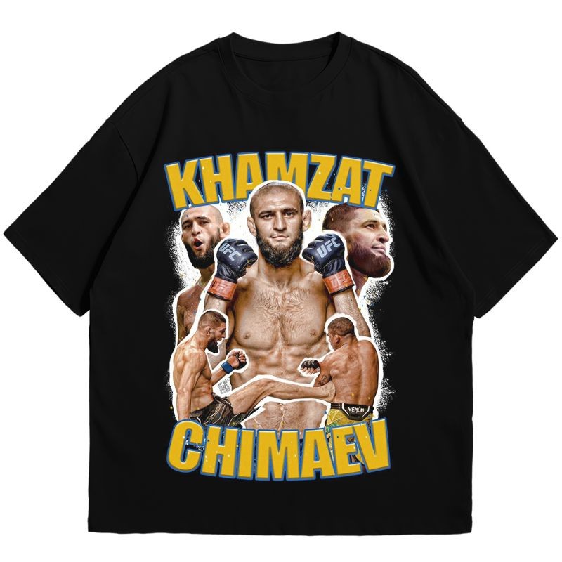 Roosevelt T Shirt Vintage Khamzat Chimaev Kaos MMA UFC Black Combed Premium