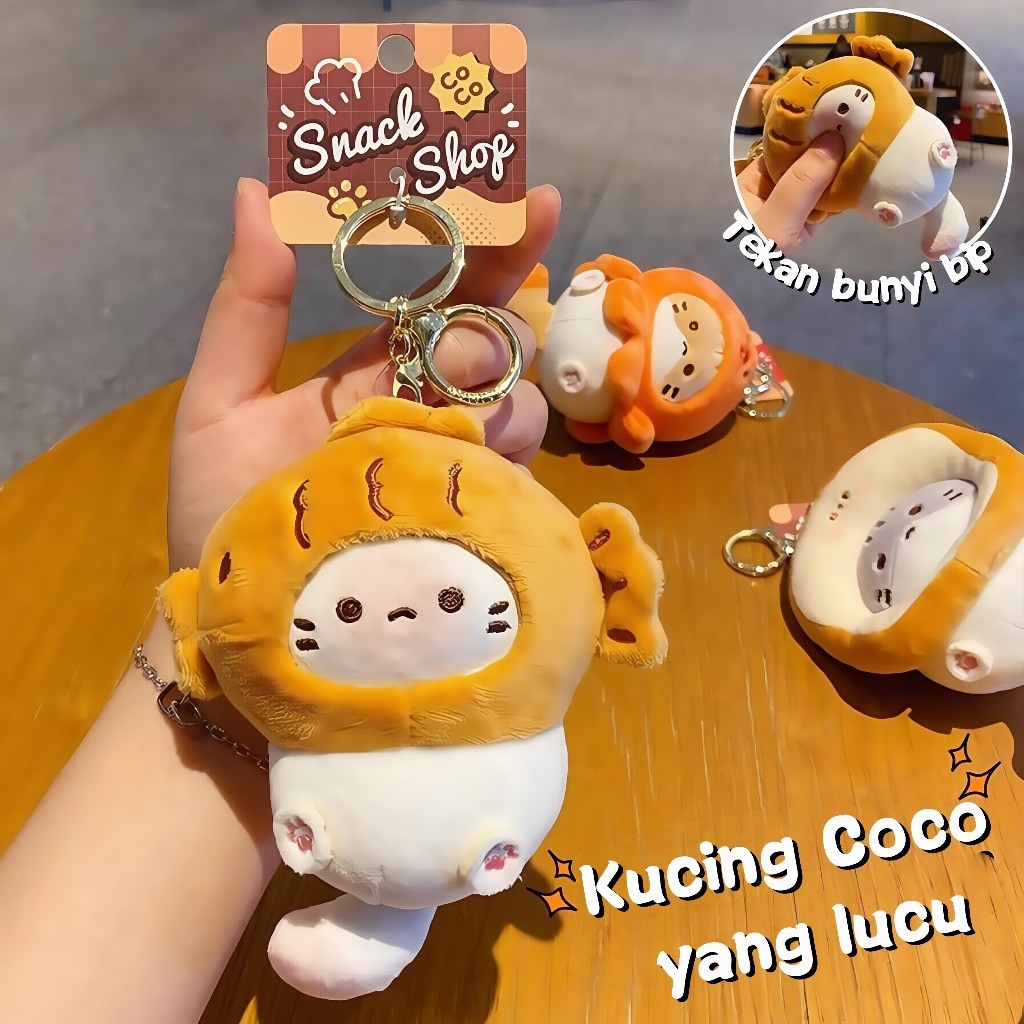 Gantungan Kunci Yang Bunyi/Gantungan Kunci Kucing Lucu/Gantungan Hp Mini Boneka Bulu/Strap Hp Pasang