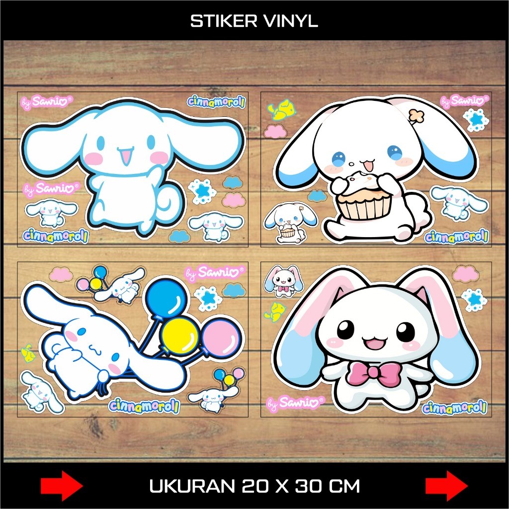 

Stiker Cinnamoroll Sanrio Sticker Cinamon Roll Ukuran Besar / Sticker Vinyl Kaca Body Mobil, Motor, Kulkas, Dingding