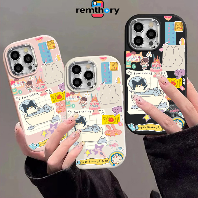 Casing IPhone Kucing sapi grafiti Soft Case Lucu Chubby Fashion Cocok untuk Case iPhone 13 11 15 12 