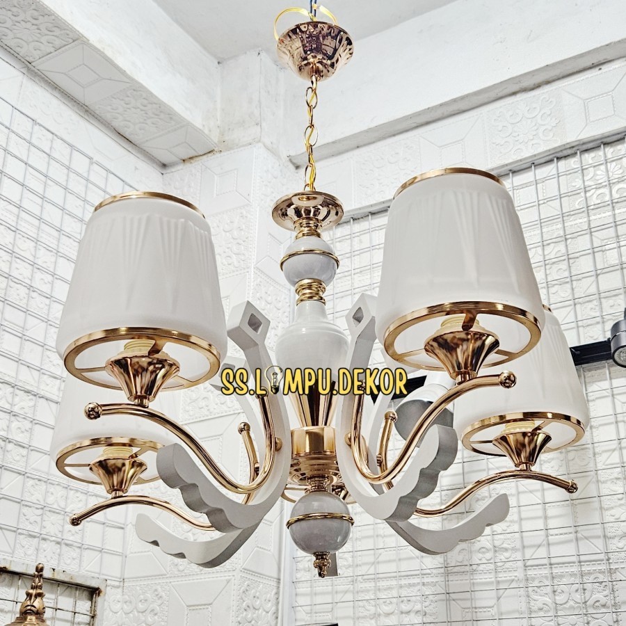 Lampu Gantung Minimalis 5 cabang Hias Ruang Tamu Ruang Keluarga