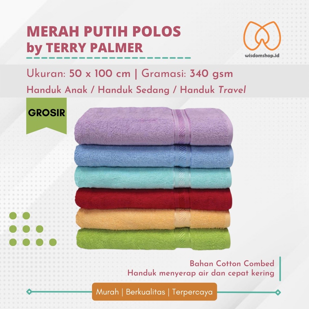 [WS] GROSIR Handuk Travel Merah Putih Polos uk. 50x100 cm