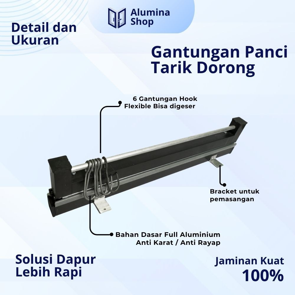Rel Dapur Minimalis – Gantung Panci Teflon & Peralatan Dapur Praktis