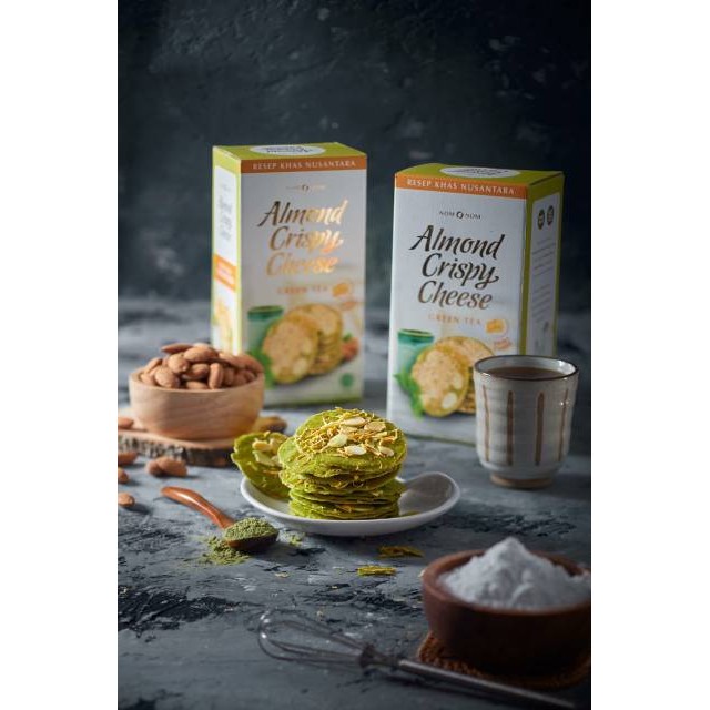Punpun Almond Crispy Cheese Greentea – Kue Almond Tipis Tekstur, Renyah, Tekstur Lembut