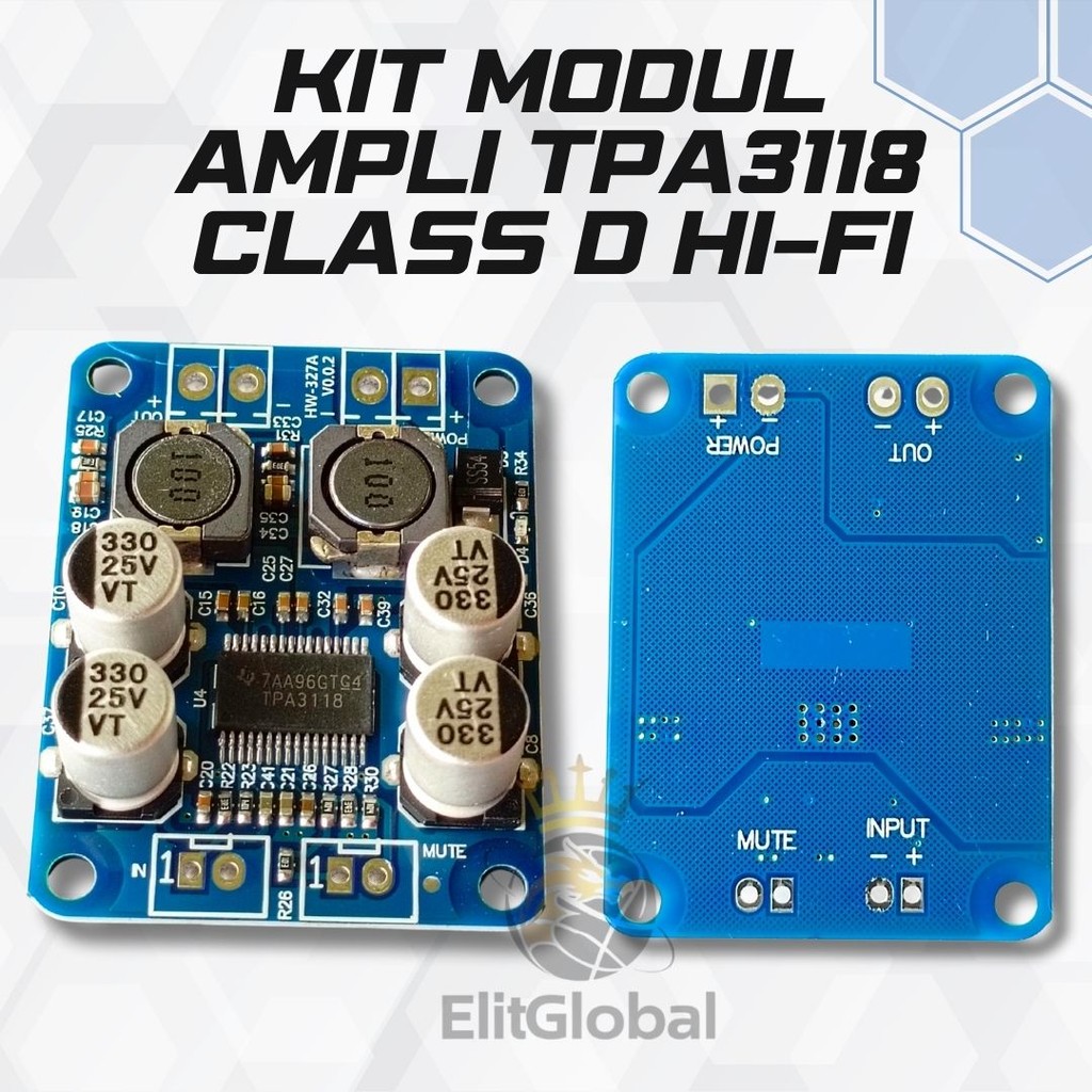 Modul TPA3118 – Amplifier Stereo 2x30W Kelas D 12V DC