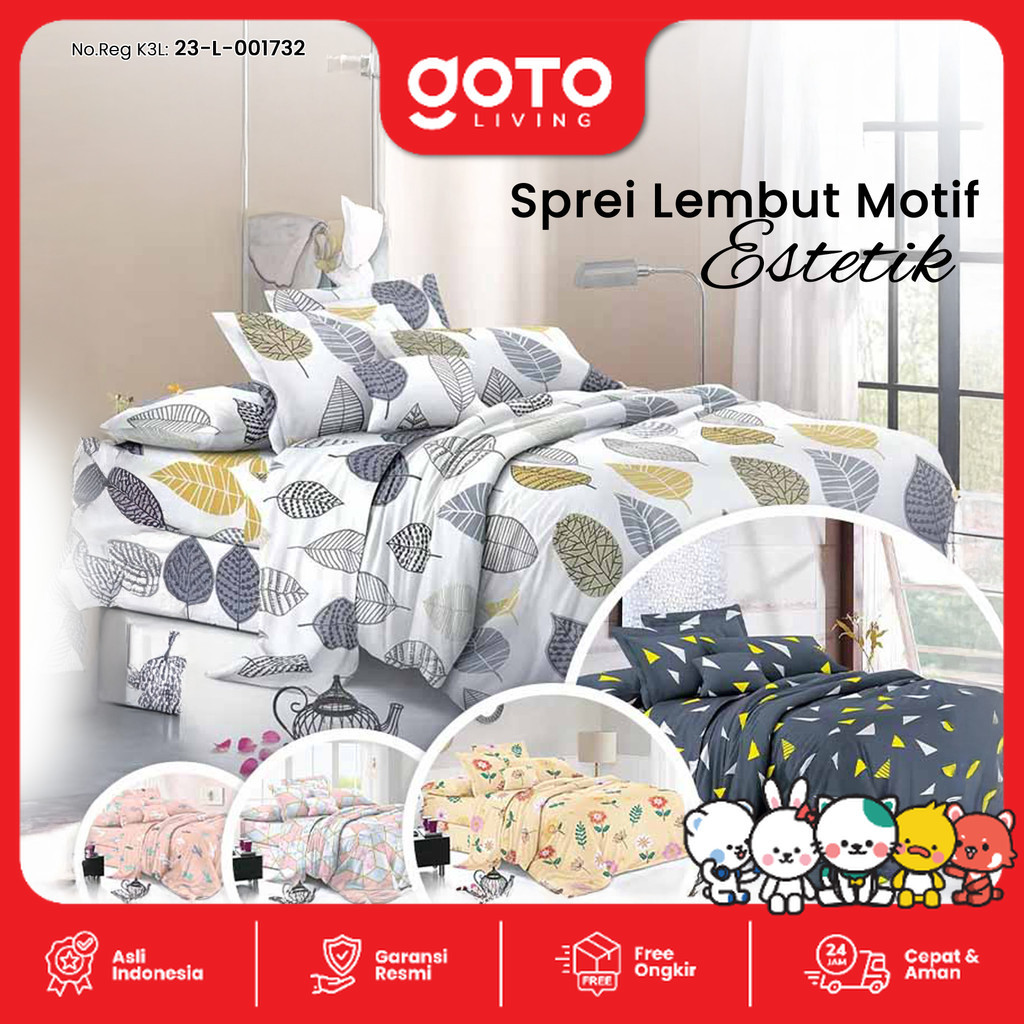 Goto Reverie Sprei Kasur Set 180x200 Aesthetic Seprei Motif Estetik