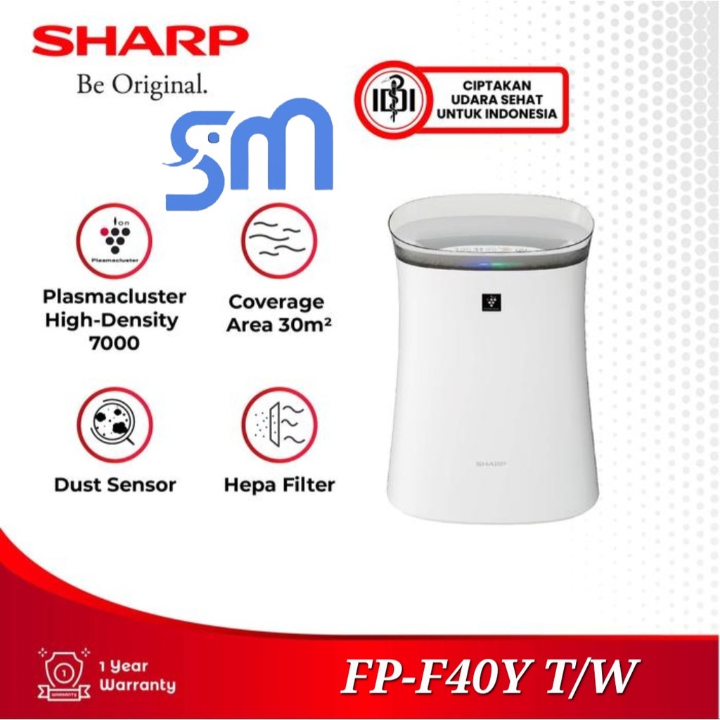 Air Purifier Sharp FP-F40Y W / T Plasmacluster pemurni ruangan FPF40Y