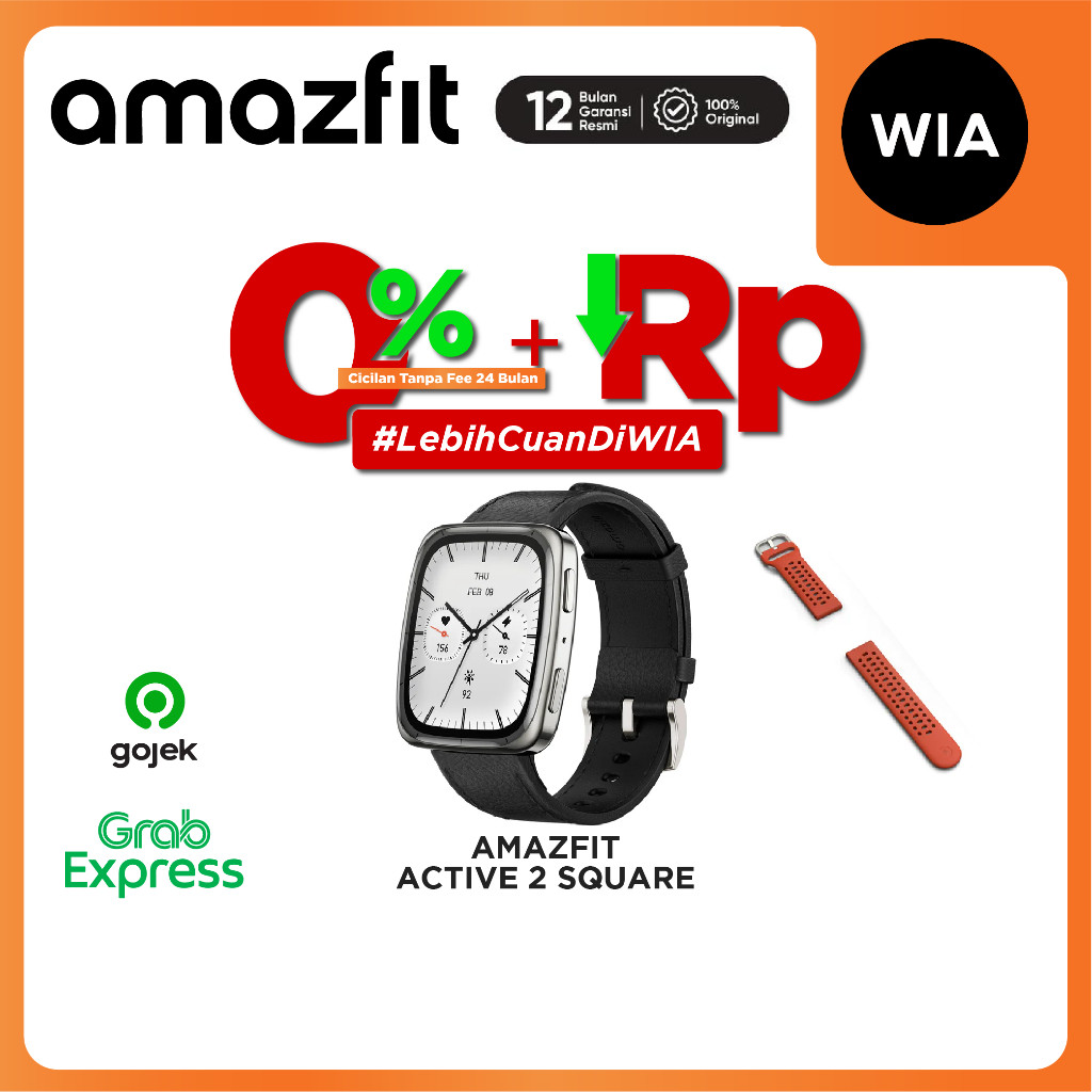 WIA Amazfit Active 2 Square Premium - Sportwatch GPS Jam Tangan Olahraga Original