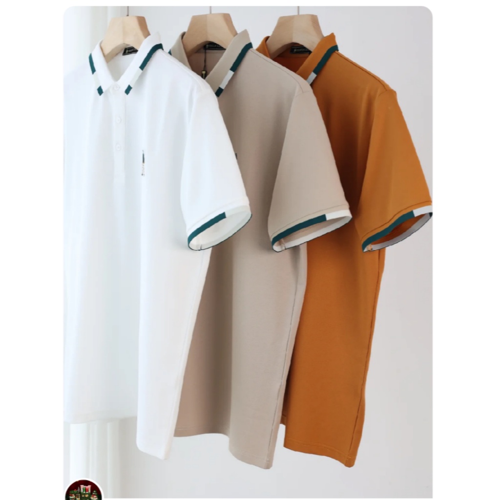 BACE.SHOP (Bisa COD) Kaos Polo Pria dengan Kerah Turn-Down Kotak-kotak dengan Pola Bordir Baru, Sang