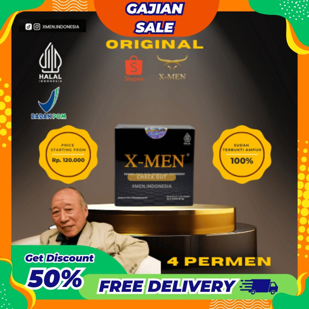 XMEN Permen Ginseng Herbal Original (1 Box 4 Pcs) - Permen Stamina Pria Kuat Tahan Lama BPOM