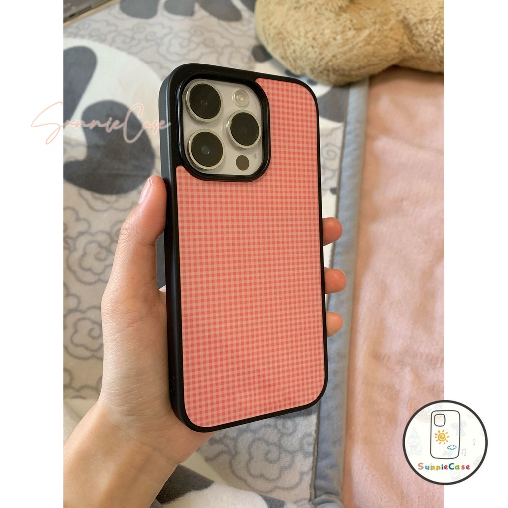 Casing Kompatibel Untuk IPhone 13 12 15 14 11 16 Pro Max 16E 15 14 16 Plus Merah Retro Kotak-kotak S
