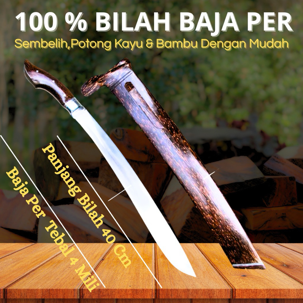 Golok Bungkuk Baja Per Sepuh | Potong Kayu Bambu Dan Sembelih > Super Tajam