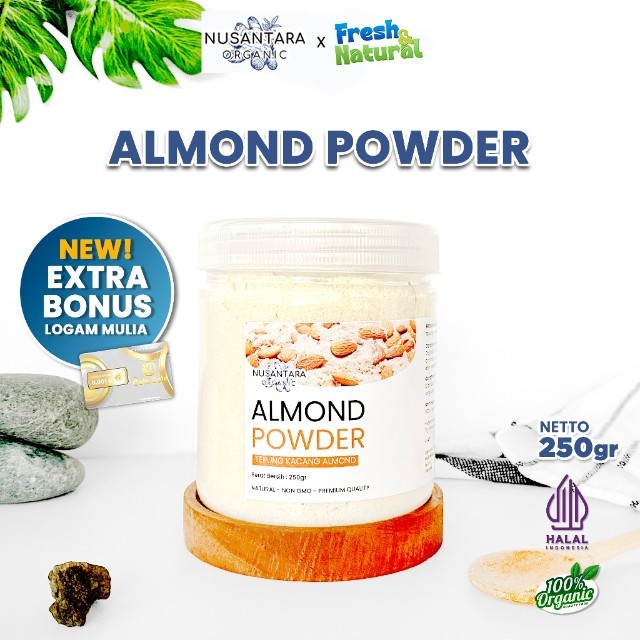 Nusantara Organic Tepung Almond Organik Halus Flour Powder Asli Untuk Kue Bubuk Gluten Free 250gr