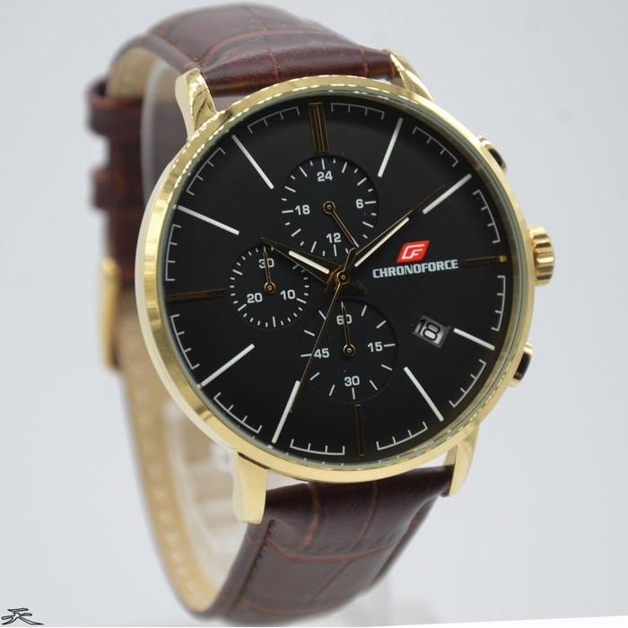 CHRONOFORCE CF 5283MG - Jam Tangan Pria Kulit Original - Brown Black