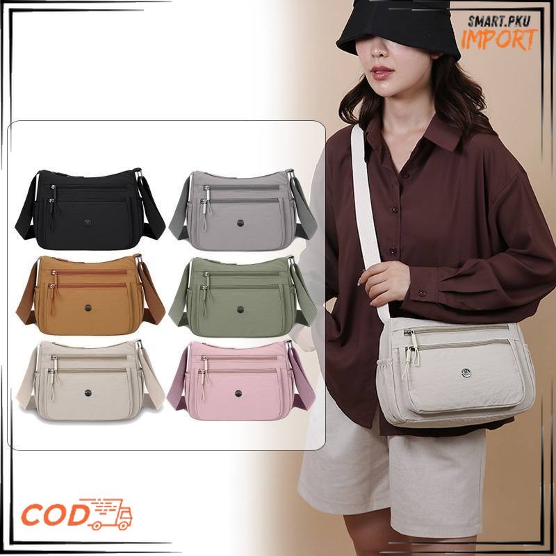 Tas Selempang Unisex 621 Nylon Anti Air Gaya Kasual Modern