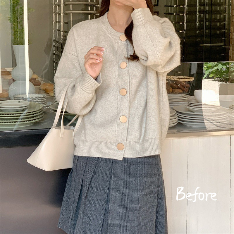 Bordir Bunga Lengan Panjang Rajutan Cardigan Sweater Pendek Wanita Jaket Trendi BF BF