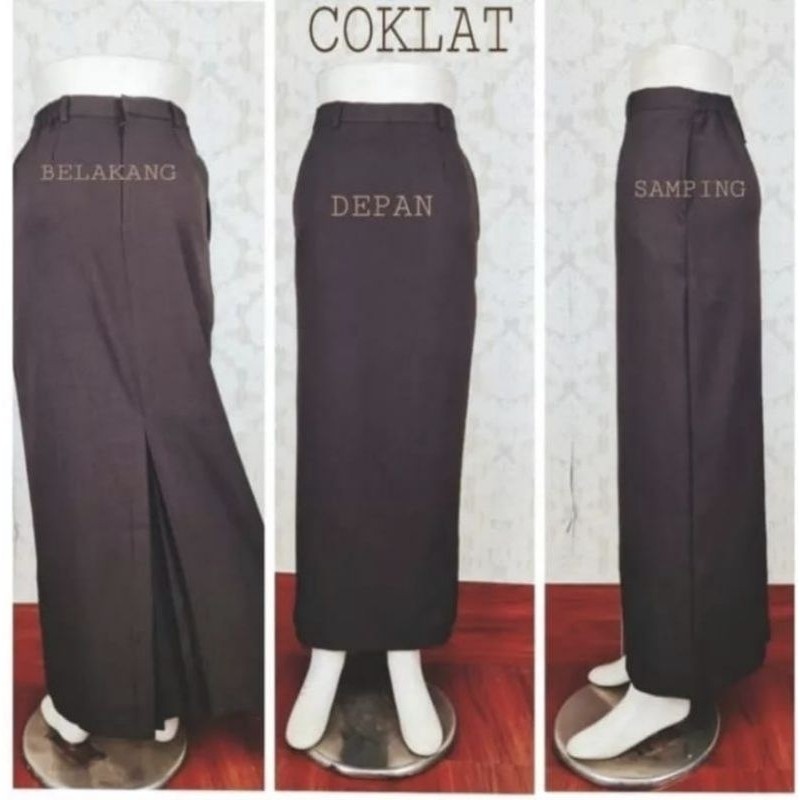 READY ROK SPAN COKLAT TUA/ROK PEMBINA PRAMUKA COKLAT TUA/ROK KERJA SPAN PANJANG.ROK SPAN WIRU