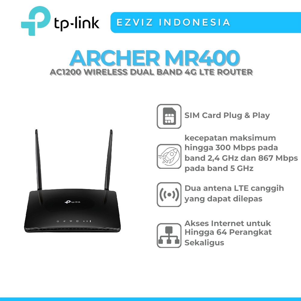 TP-LINK ARCHER MR400 AC1200 WIRELESS DUAL BAND 4G LTE ROUTER