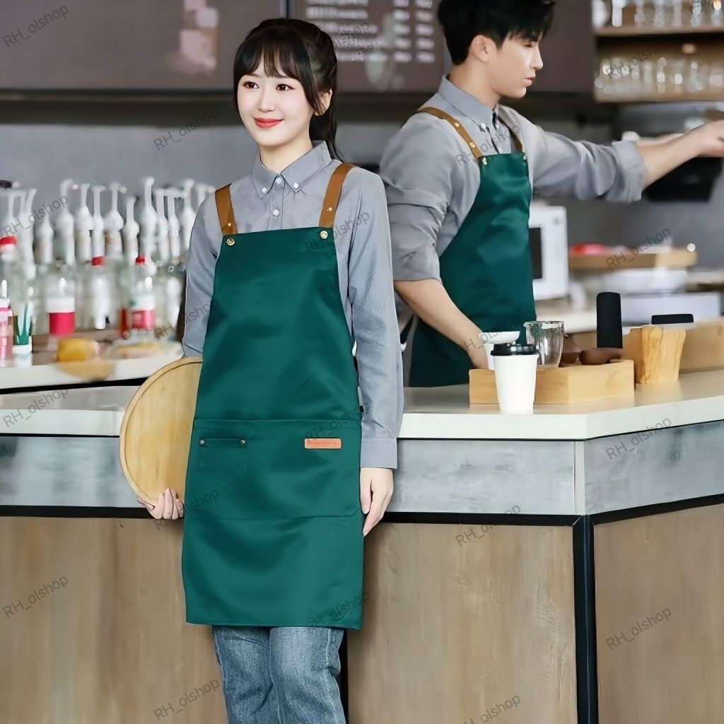 Apron Waterproof Apron Masak Barista Korean Style Pria Wanita Apron Dapur