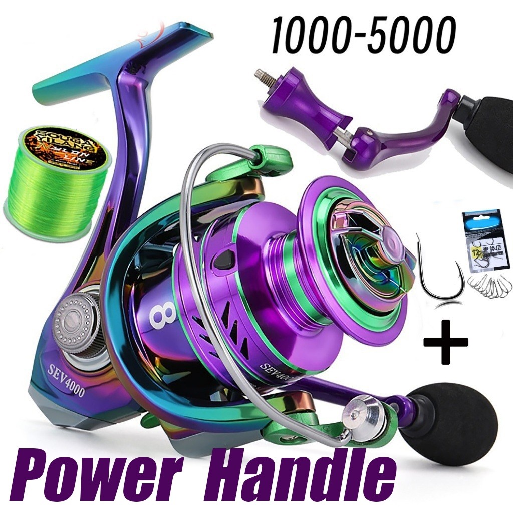 Power Hand Reel Pancing Memancing Rasio Gear 5.2:1 Max Drag 5-10KG Joran Pancing 1000-5000 Bahan Met