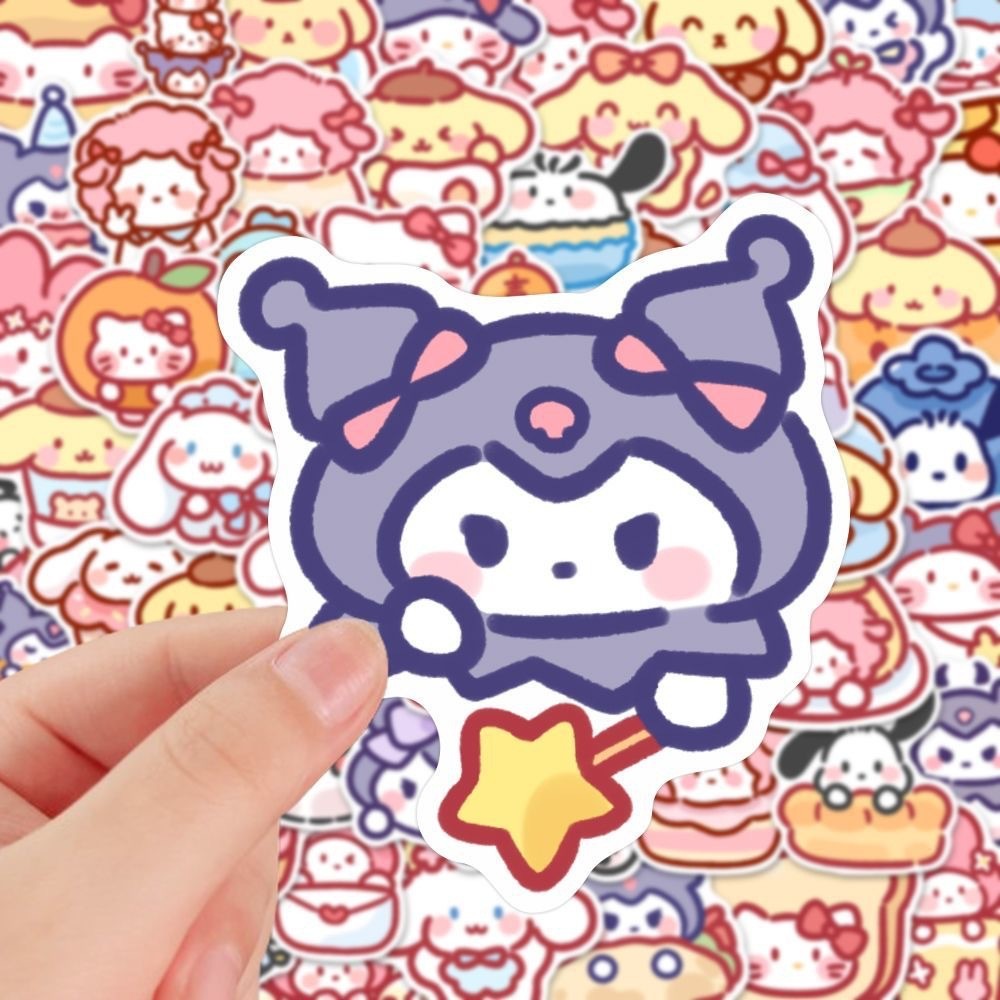 100pcs Kawaii My Melody Kuromi Hello Kitty Stickers for Kids Girl DIY Stationery Diary Cute Cartoon 