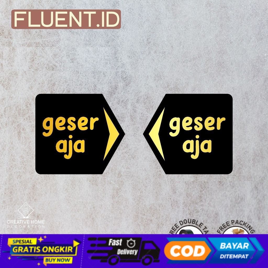 TERMURAH - Signage Sign penanda tulisan pintu - geser aja - Slide Pintu sleding geser bahan acrylic