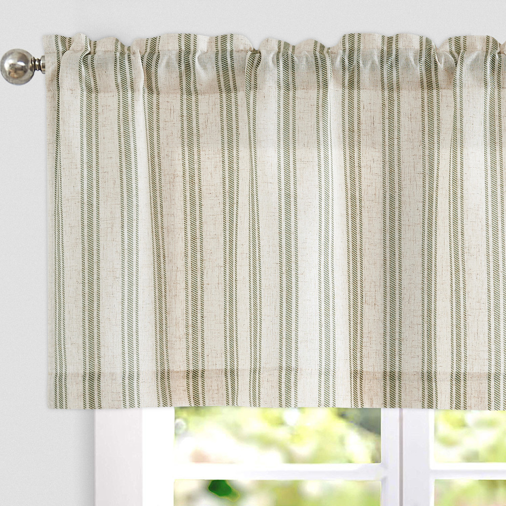 JINCHAN Striped Valance Window Treatment Linen Valance for Windows Small Window Valance Farmhouse Va