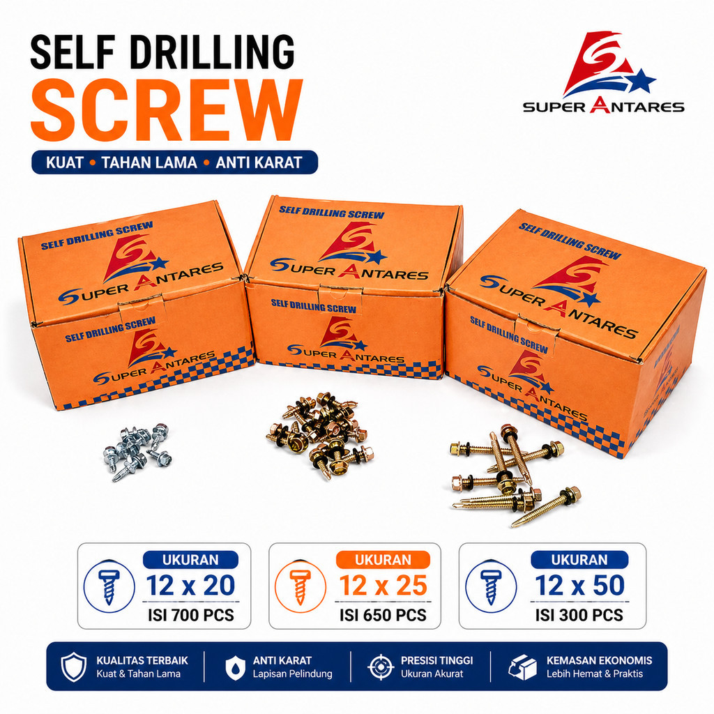 YONA.ID Baut Drilling 12x20 12x25 12x50 SUPERANTARES Self Drilling Screw