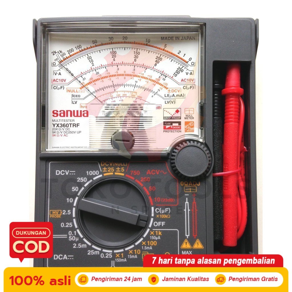 Sanwa YX-360TRF Original – Multimeter Analog Ablez, Avometer dengan Buzzer, Proteksi Fuse & Jarum St