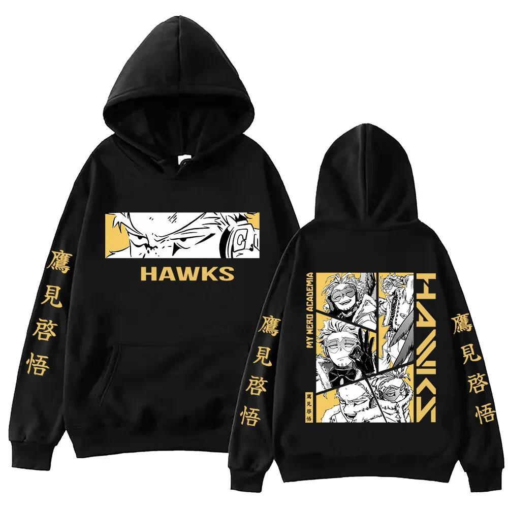 Jaket hoodie Anime My Hero Academia Hawks Hoodie Fleece Sweatshirts Comfortable Casual
