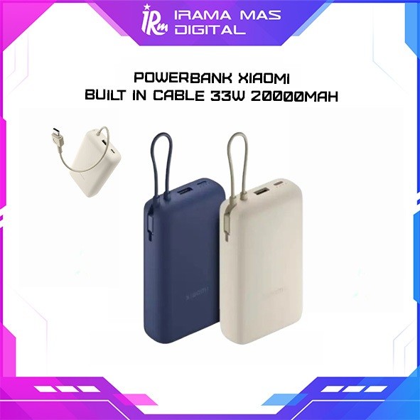 POWERBANK XIAOMI - BUILT IN CABLE 33W 20000MAH (TAN, BLUE)