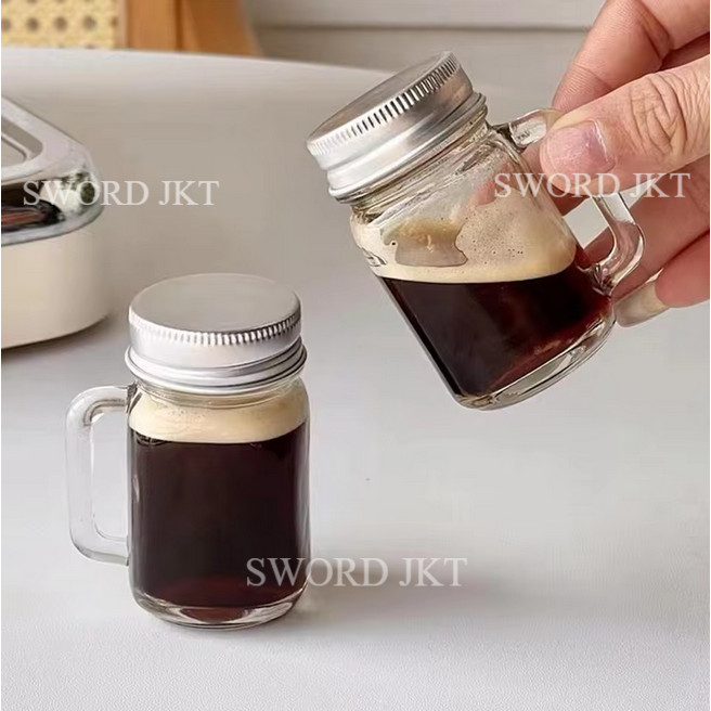 Espresso Coffee Shot Kaca Mini Mug Mason Jar Spirits Cangkir Gelas Kopi Sloki Bar Cafe Transparan Te