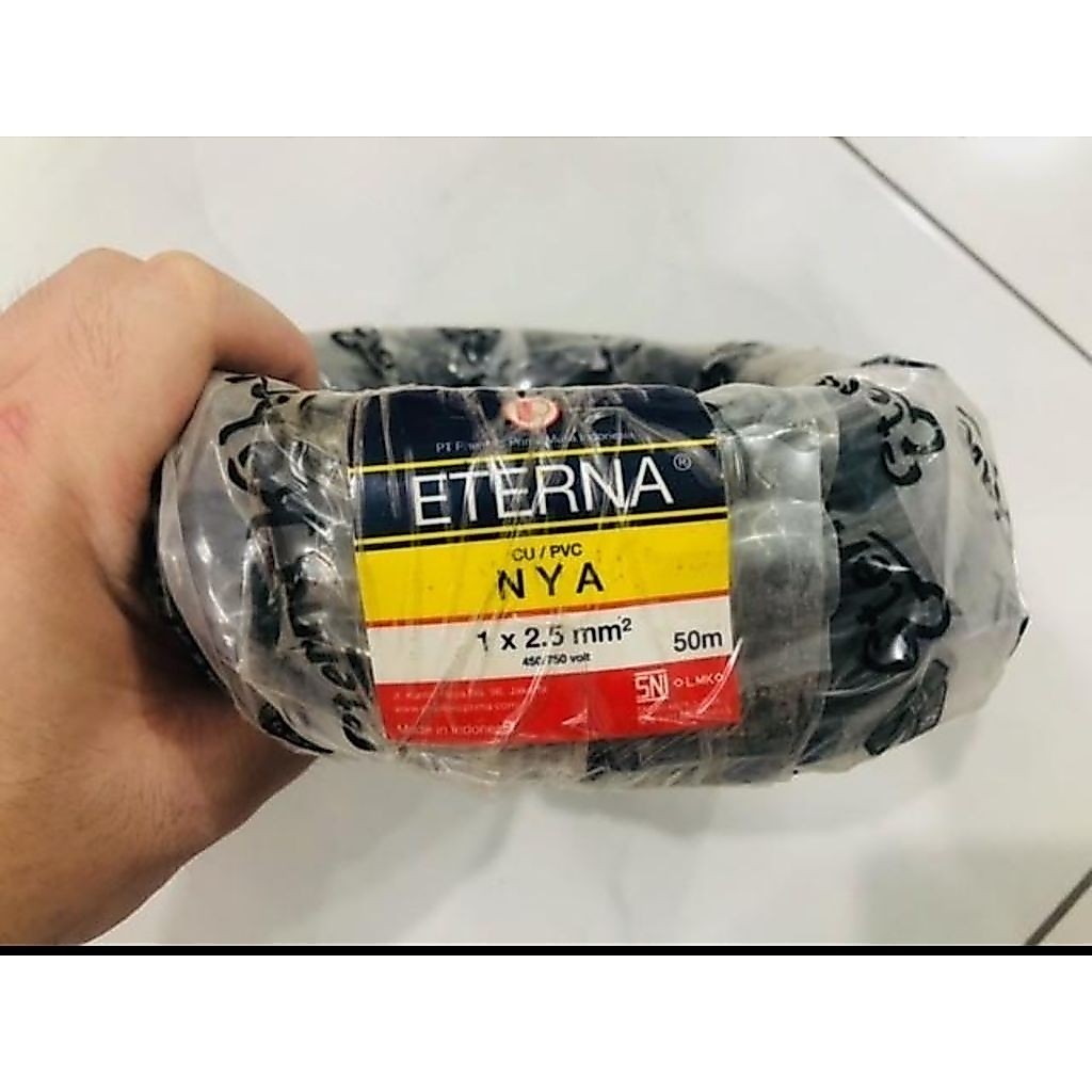 Kabel Kawat Tunggal Eterna NYA 1 x 2.5 MM 50M - Engkel 2,5 2.5MM 2,5MM 50 M - Hitam Merah Biru Kunin