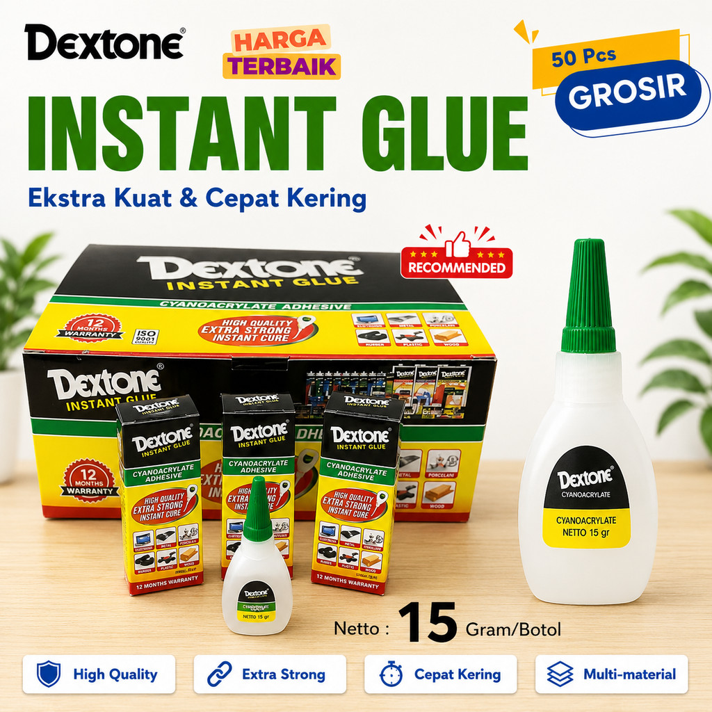 GROSIR (50Pcs) Lem Setan DEXTONE/Lem Instan Glue 15 Gr Original/Lem Setan Ekstra Kuat & Cepat Kering