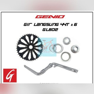 Crank Set Gear Gir Langsung Tengah Sepeda BMX Ukuran 20 Genio 44T Chrome | High Quality