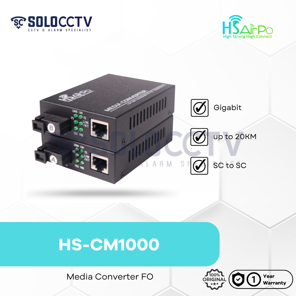 HSAIRPO HS-CM1000 Gigabit FO Ethernet Media Converter