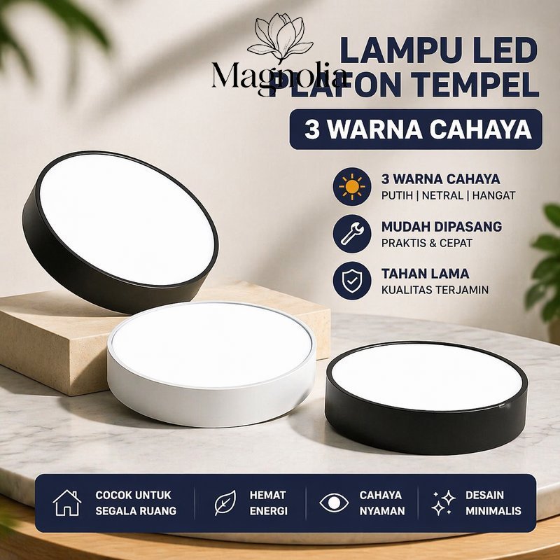 Lampu Downlight Led Plafon Tempel COB 3 Warna Aluminium Putih Hitam Golden Ruang Tamu Kamar