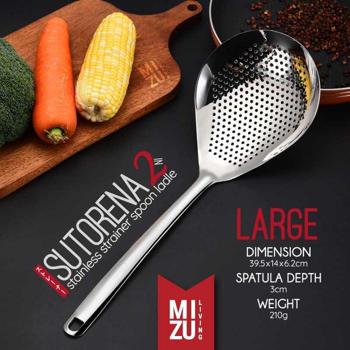 PROMO MIZU SUTORENA-NI 304 Stainless Strainer Spoon Ladle Centong Saringan Sup Sendok Saringan Mie J