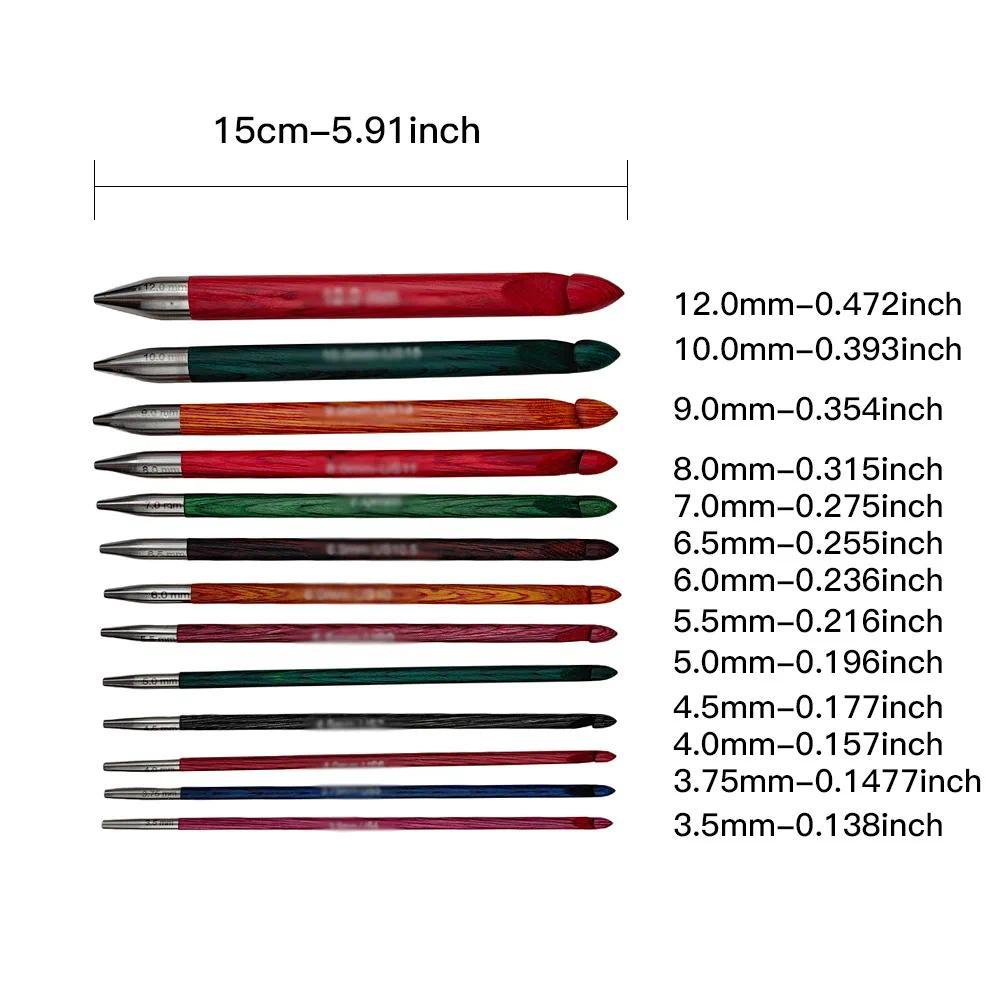 Interchangeable Tunisian Wooden Crochet Hook Set 3.5mm-12.0mm Knitting Needle Hand-Polished Afghan C