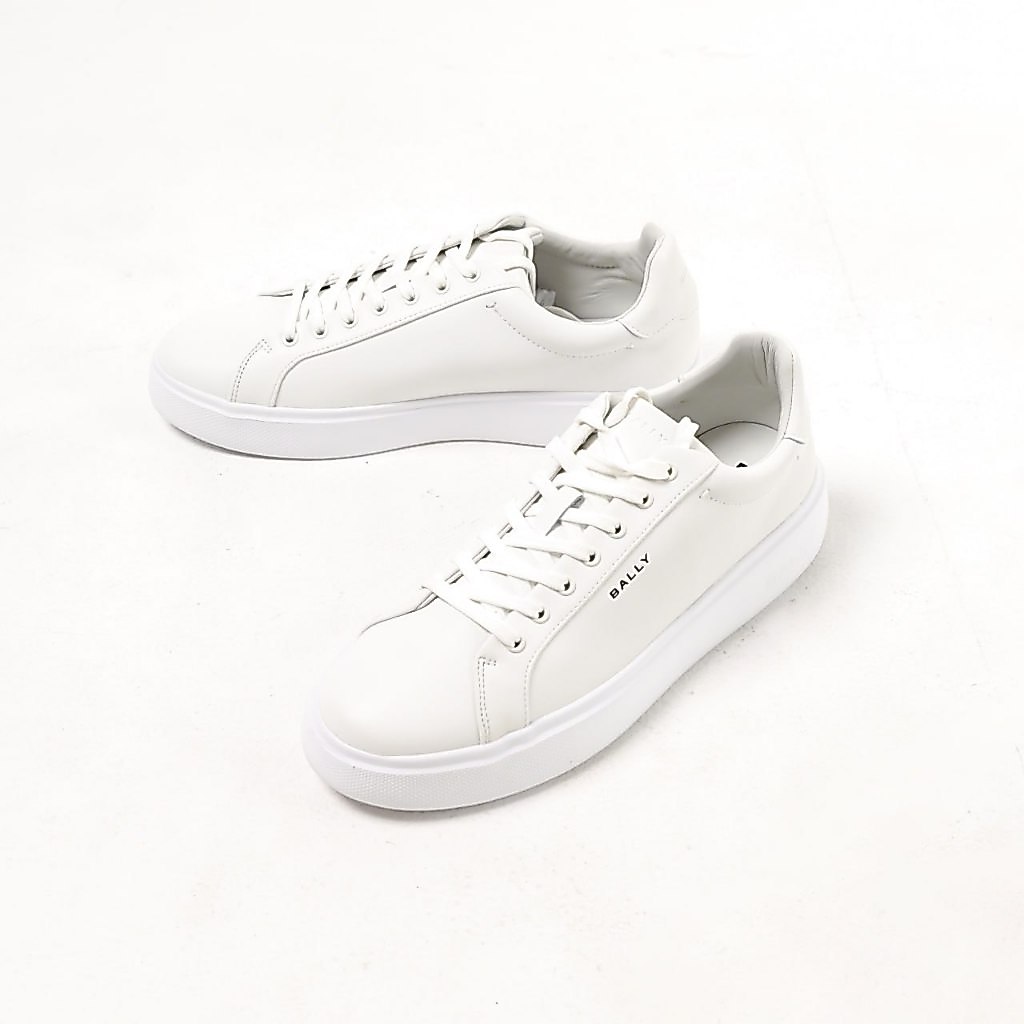 Sepatu BALLY BRAIDY ALL WHITE LEATHER SNEAKER 100% ORIGINAL